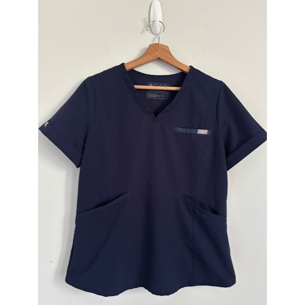 Figs Technical Collection Navy Blue V-Neck Scrub Top Womens Medium W20SW1025
